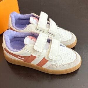 Gola Kids White and Red Velcro Sneakers
